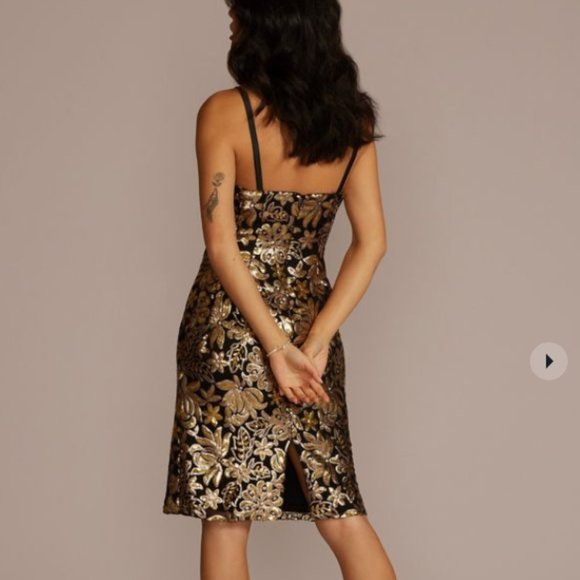 David's Bridal Corset Bodice Floral Knee-length Sheath Dress, Size 4, NWT - Picture 2 of 2